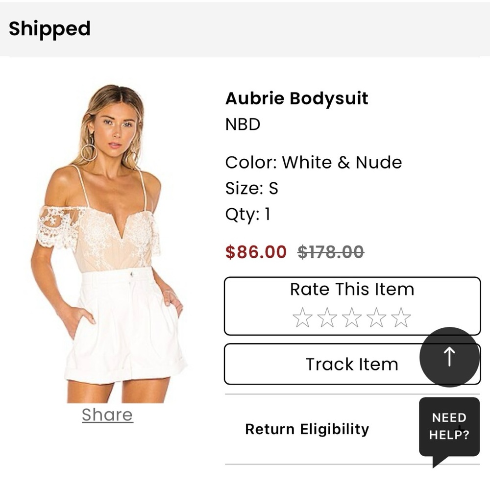 NBD White and Nude Aubrie Bodysuit